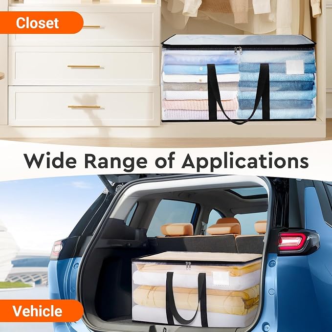 BlissTotes Moving Bags, 76L 6-Pack Storage Bags, Moving Box Heavy Duty Extra Large, Moving Totes with Zipper, Large Packing Bag with Reinforced Handles, Boxes for Packaging Moving