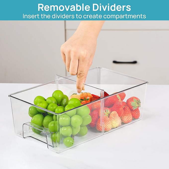 Vtopmart Clear Stackable Storage Drawers, 5 Pack Multi-Size Organizer Set | Wide, Medium and Small Pull-Out PET Drawers with Stackable Design for Cabinets, Closets, Pantry and Bathroom Organization