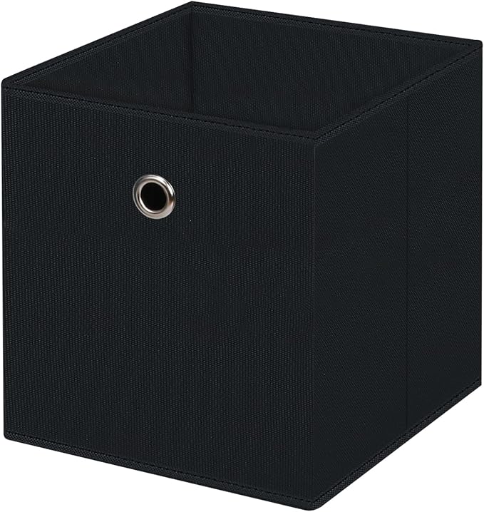 13 inch Record cubes storage bins,collapsible fabric storage cubes Decorative storage basket,apply to clothes organizer box,shelves in closet,laundry,daycare centers,offices,1 Pack(Black)