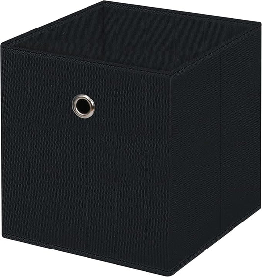 13 inch Record cubes storage bins,collapsible fabric storage cubes Decorative storage basket,apply to clothes organizer box,shelves in closet,laundry,daycare centers,offices,1 Pack(Black)