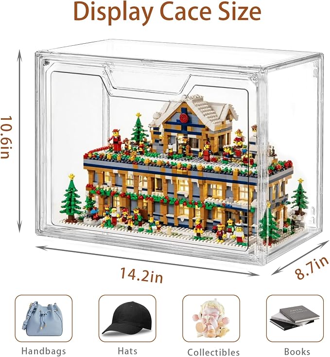 3 Pack Clear Storage Organizers with Lids, Storage Containers with Magnetic Door, Stackable Acrylic Display Case for Cosmetic, Multifunctional Storage Boxes for Dorm, Living Room, Bedroom Storage