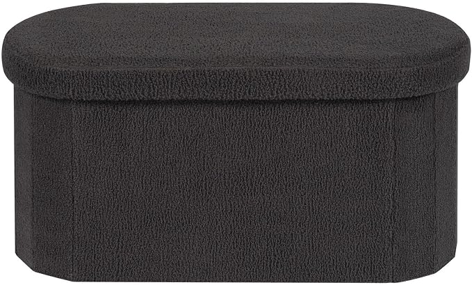 PINPLUS Storage Ottoman Bench Tufted Folding Ottomans Bench Foot Rest, Chest Box Velvet Bench with Storage, 30"x15"x15" (Dark Grey)
