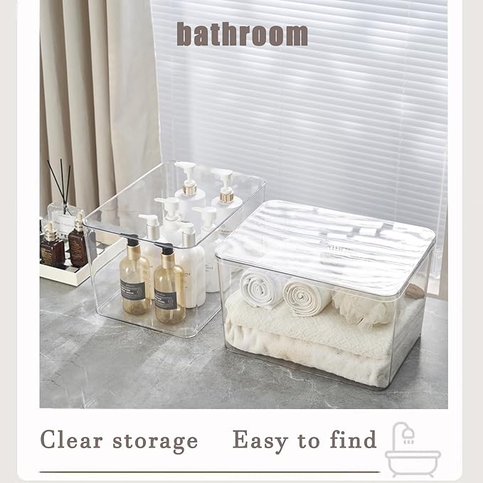 Clear plastic storage bins with LIDS,storage containers for snacks, cosmetics, books, dog food, Storage Organizer for Nursery，Kitchen, Living room,Bedroom, Bathroom, Office (clear, 4XL)