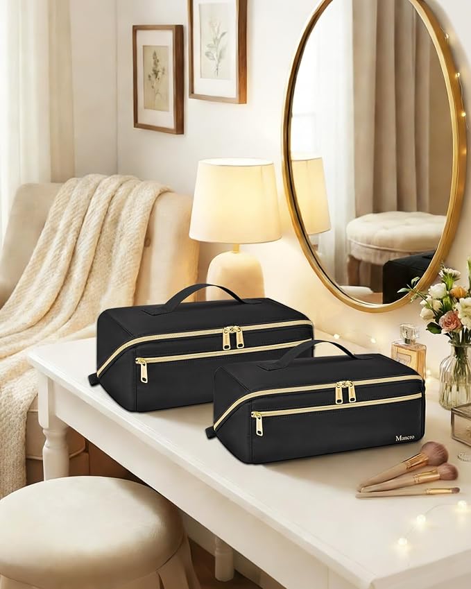 Mancro Hair Tools Travel Bag Compatible with Shark Flex Fusion, XL | Wide-open Hot Hair Tool Organizer with Separate Heat Resistant Mat, Hair Accessories Organizer for Straightener, Curling Iron
