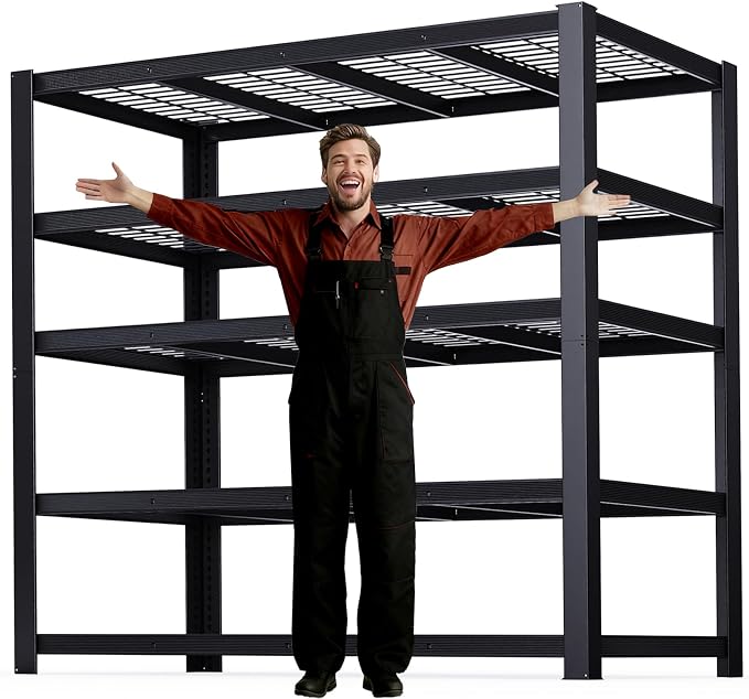 62" W 3050LBS Storage Shelves Unit,5 Tier Heavy Duty Metal Shelving Unit and Storage Large Rack,72" H x62 W x24 D Adjustable Metal Shelving Unit,Garage Shelves for Basement,Warehouse