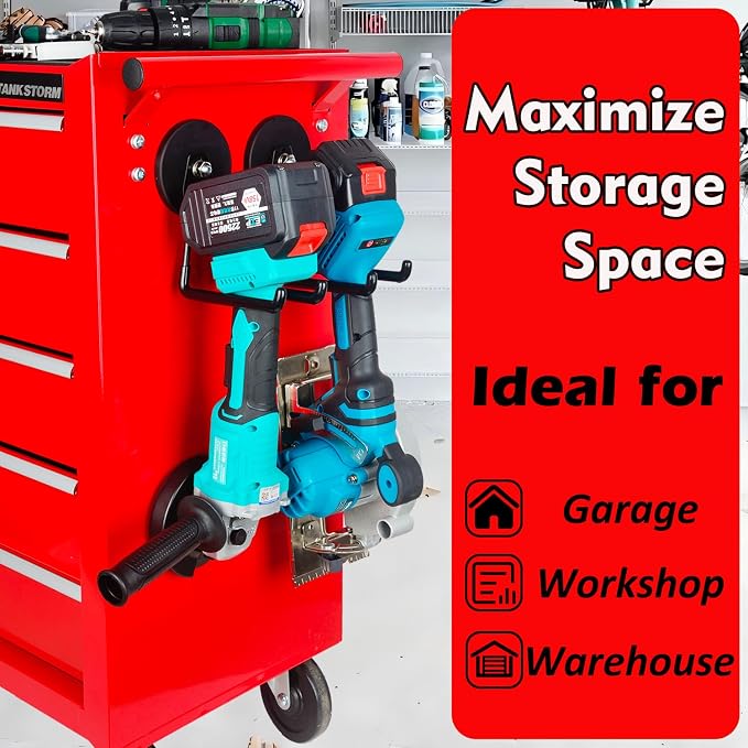 MUTUACTOR Super Strong Magnetic Hooks,2pcs Powerful Magnetic Storage Hooks for Hanging Tools,Heavy Duty Magnetic Garage Hooks for Organizing Power Drill Drivers,Tool Box,Chest or Metal Cabinet