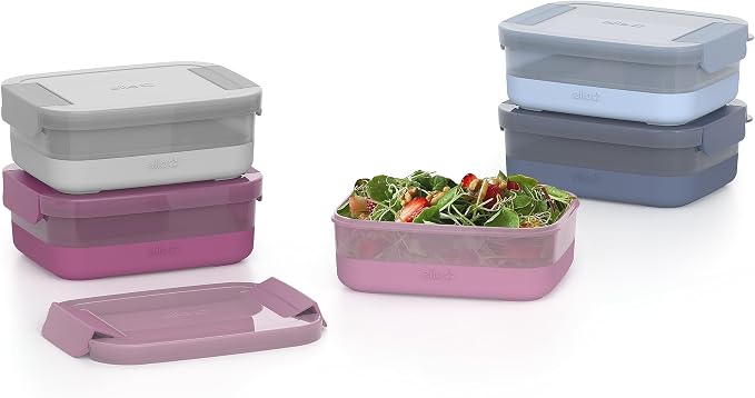 Ello 3.7 Cup Plastic Meal Prep Containers, 10 Pc, 5 Pack, Elderberry | Set of 5 leakproof BPA-free plastic meal prep containers. Microwave & dishwasher safe. Ideal for food storage & leftovers
