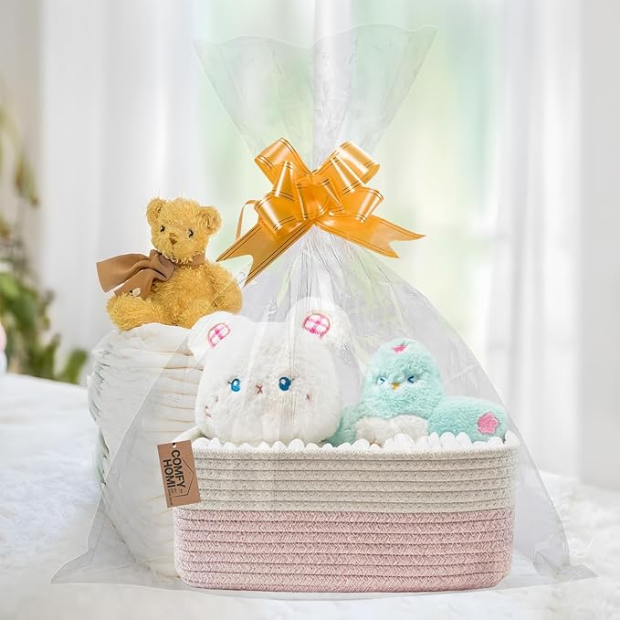 COMFY-HOMI 13" x 8.5" x 5.1" Storage Baskets for Organizing | Cotton Rope Woven Basket | Toy Storage Bin Box | Basket for Shelves, Closet Organizer Bin, Decorative Closet Shelf, 1 Pack