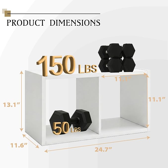 WannabeMyself【2026 Wooden Thick Frame 】 2 Cube Storage Organizer with Anti-Tipping Kits, Reversible Open Back Book Shelf,Bookcase for Living Room,Bedroom,Entrance Hall,Office,11.6×24.7×13.1,White