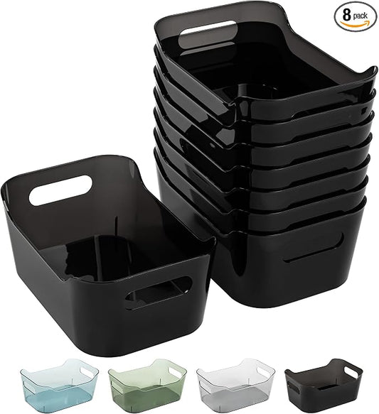 Tiawudi 8 Pack Plastic Storage Bins, Clear Pantry Organizers and Storage Containers, Multi-Use Organizer Bins for Kitchen, Bathroom, Office, Shelf, Fridge, Home Edit and Cabinet Organizers