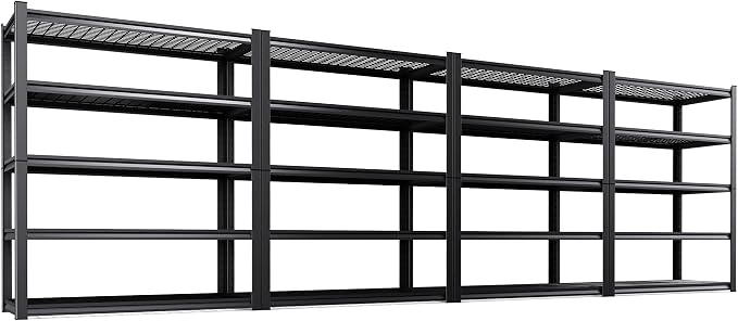 Set of 4 Garage Shelving-3000 lbs 5 Tier Storage Shelves,Adjustable Heavy Duty Metal Shelving Unit and Storage Large Wire Rack,Utility Steel Shelf for Warehouse Industrial Pantry Basement -78"x46"x20"