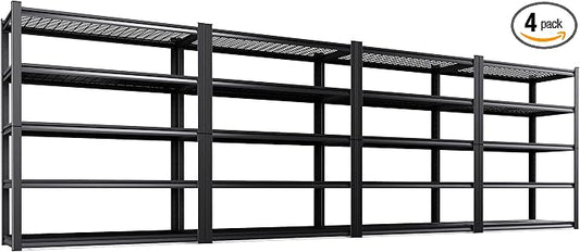 4-Pack Heavy Duty Garage Shelving for Large Storage & Garage Organization, 78"H x 46"W x 20"D 5-Tier Adjustable All Metal Wire Shelf for Tools, Storage Bins, Bulk Items, Warehouse & Workshop