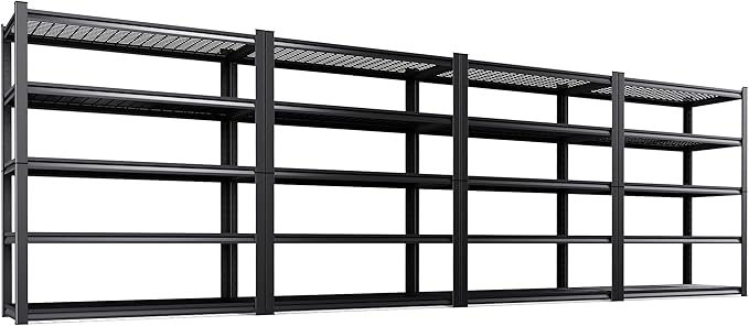 Set of 4 Heavy Duty Garage Shelving 5T Storage Shelves, Adjustable Metal Shelving Unit, Utility Garage Organizer Shelf for Basement, Pantry, Warehouse, Supermarket, 45.6" Wx19.7 Dx78 H