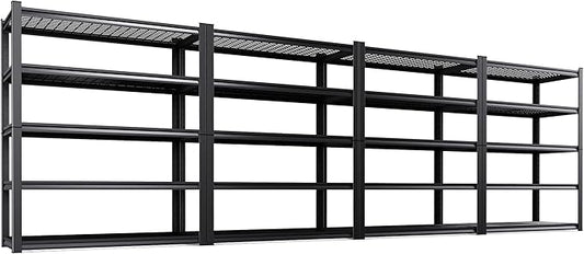 Set of 4 Heavy Duty Garage Shelving 5T Storage Shelves, Adjustable Metal Shelving Unit, Utility Garage Organizer Shelf for Basement, Pantry, Warehouse, Supermarket, 45.6" Wx19.7 Dx78 H