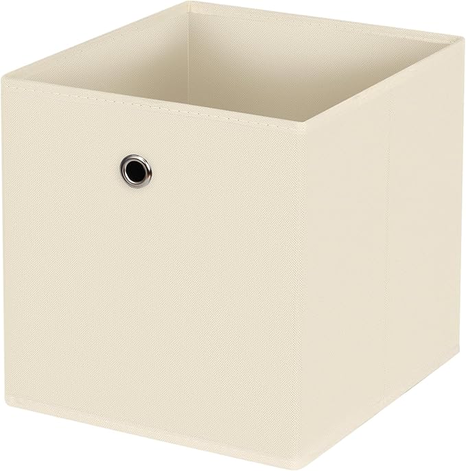 13 inch cube storage bins,collapsible fabric storage cubes Decorative storage basket,apply to clothes organizer box,shelves in closet,laundry,daycare centers,offices,Set of 1,(Creamy-White)