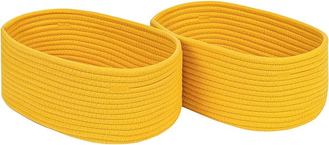 CubesLand Cube Shelf Closet Storage Baskets Bins Set 2 | Woven Basket for Organizing/Storage,Long-lasting &Skin-friendly Toy Storage Basket Bin,Stylish Room Decor Basket,Yellow