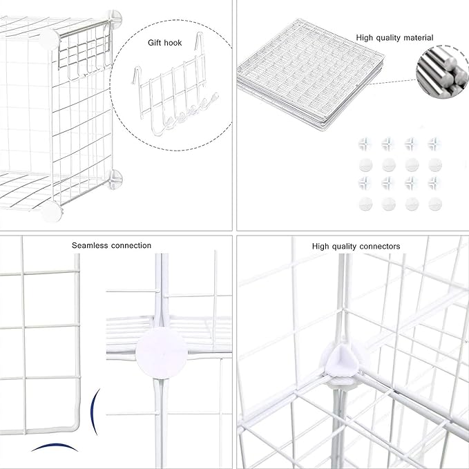 C&AHOME Wire Cube Storage, 12-Cube Storage Organizer Metal, C Grids, White | Modular Shelves Units Storage Bins Shelving Bookshelf Shelf Cabinet Organizer
