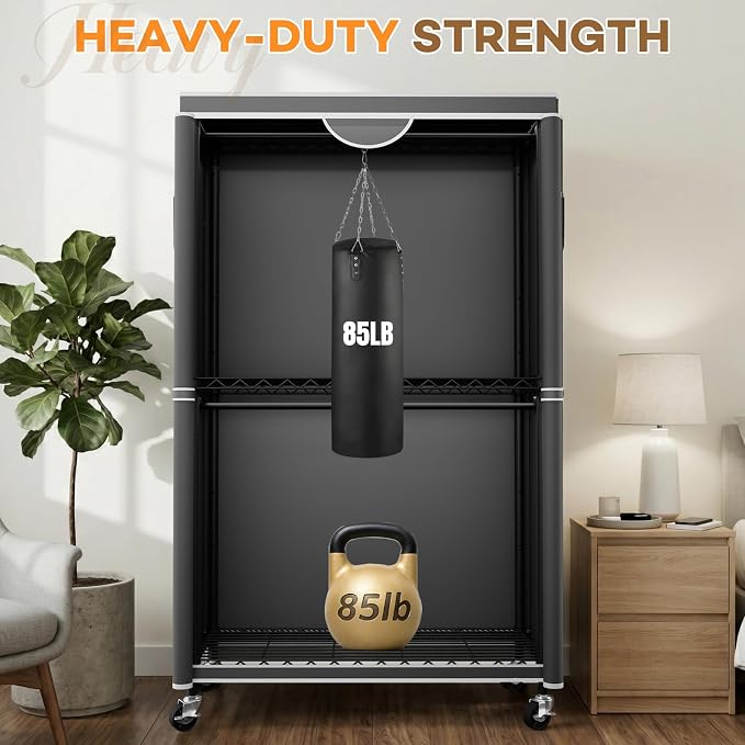 Clothes Rack With Cover, Heavy Duty Clothing Rack for Hanging Clothes | Rolling Garment Rack with Lockable Wheels, Metal Clothing Rack, Portable Closet 35.4"W x 17.1"D x 71.8"H, Hold 425 lbs, Black