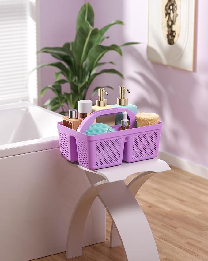 4 Pack Portable Shower Caddy, Integrated Handle, Reinforced Plastic, Organizer Storage Bathroom Supplies and Beauty Products, Cleaning Supplies, Shower Basket for Home, Dorm, Shelf and Cabinet