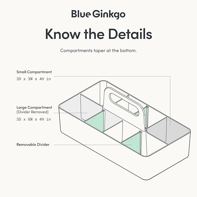 BLUE GINKGO Stackable Organizer Caddy, Long, Yellow, Made in Korea | Portable. Adjustable. Home, Office & School Storage.