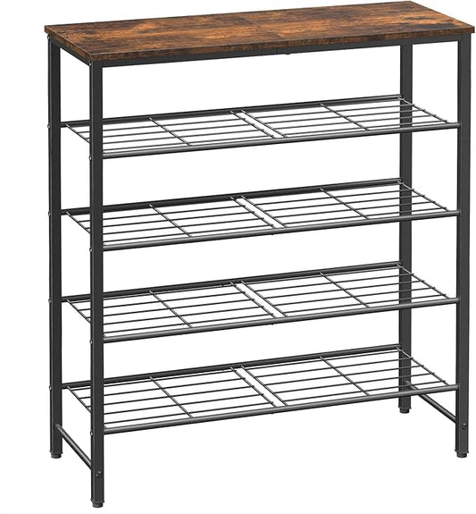 Kitsure Shoe Rack for Closet, Shoe Storage, 29.5" Wide - 5 Tier, Brown | Space-Saving Shoe Organizer with Leveling Feet, Sturdy & Rust-Proof Wooden Shoe Rack for Entryway, Bedroom, Living Room