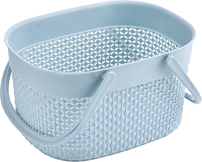 rejomiik 2 Pack Plastic Shower Caddy Basket, Portable Organizer Storage Tote with Handles Toiletry Bag Bin Box for Bathroom, College Dorm Room Essentials, Kitchen, Camp, Gym, Blue | Organizer Storage Tote Toiletry Bin for Bathroom, College Dorm Essenti...