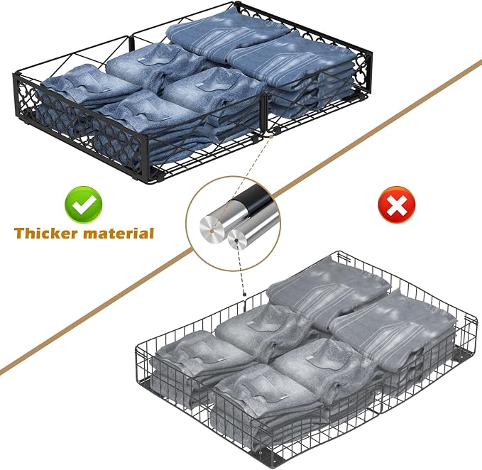 NADAMOO Under Bed Storage with Wheels, Low Profile Rolling Organizer Bins | Ultra-low 5.4" Height, 360° Swivel Casters, Strong Metal Containers Hold Shoes, Clothing, Toys, Dorm & Home Use, 1 Pack