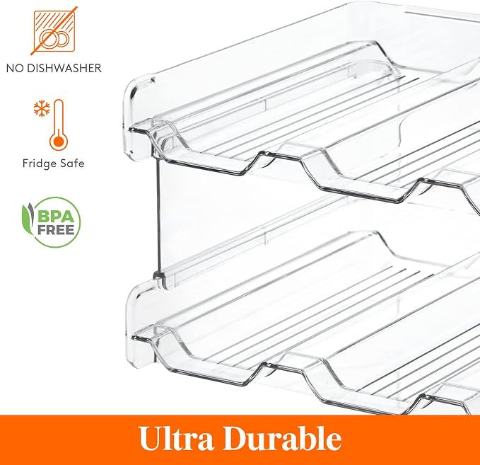 Lifewit Stackable Water Bottle Organizer for Cabinet, Plastic Bottle Holder Fits Bottles/Tumblers up to 3.8" Diameter for Pantry/Countertop, 2 Tier Holds 8 Bottles 38 x 20 x 15 cm/15 x 8 x 5.7"