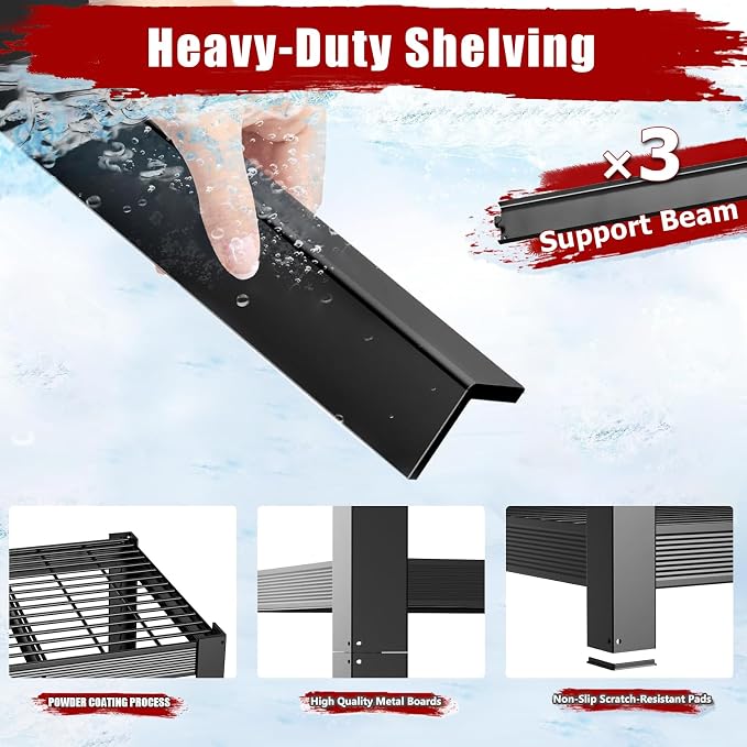 62" W 3050LBS Storage Shelves Unit,5 Tier Heavy Duty Metal Shelving Unit and Storage Large Rack,72" H x62 W x24 D Adjustable Metal Shelving Unit,Garage Shelves for Basement,Warehouse