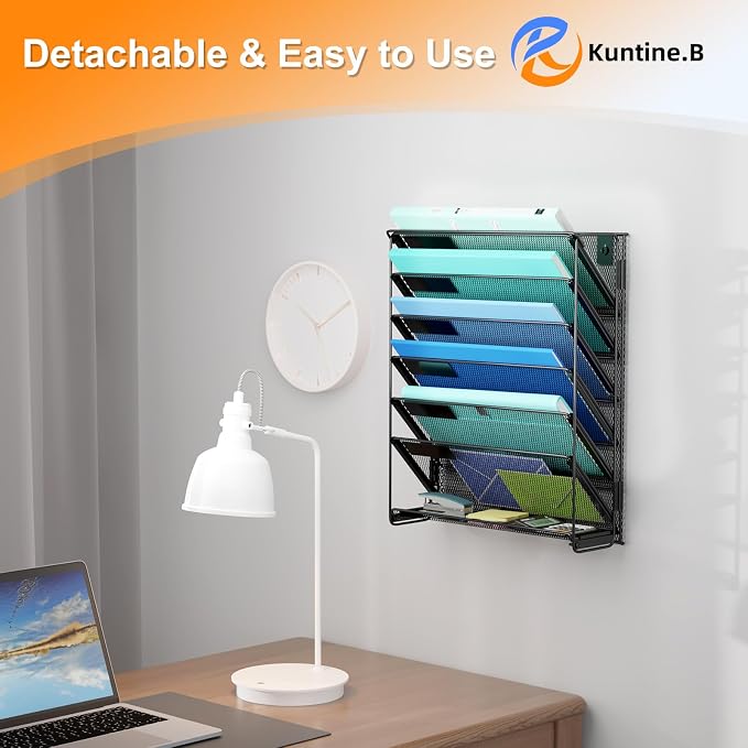 Kuntine.B Wall File Organizer Office Hanging Magazine Holder Wall File Organizer for Office Home