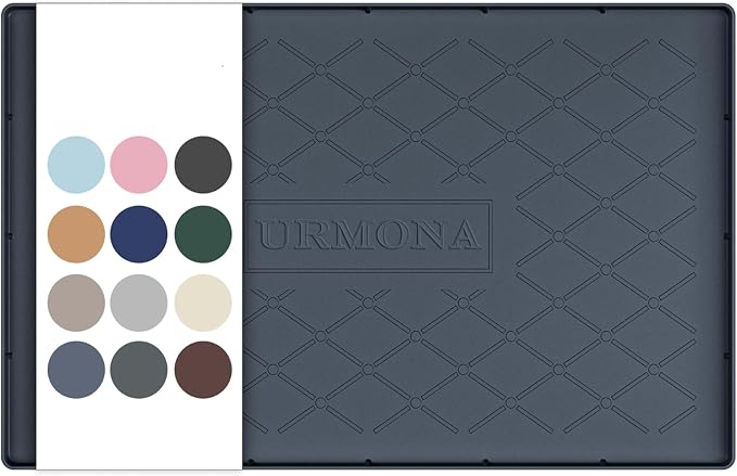 URMONA 22" x 14" Waterproof Silicone Mat in Multiple Sizes & Colors, Under Sink Mat for Kitchen & Bathroom, Pet Food Pad for Dogs & Cats, Kitchen Cabinet Liner, Multi-Purpose for Storage(Dark Grey)