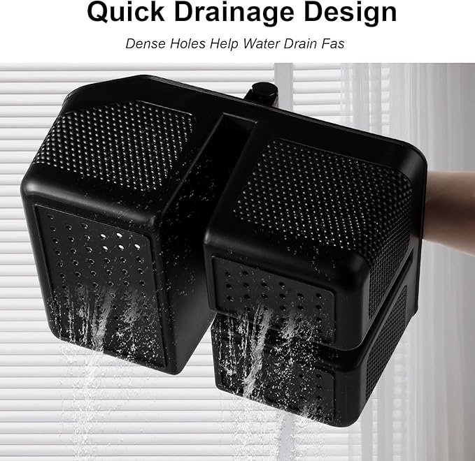 Plastic Shower Caddy Portable Shower Basket with Bamboo Handle, Black | Cleaning Caddy Organizer Storage Tote for Bathroom, College Dorm Essentials, Bath Toy Storage