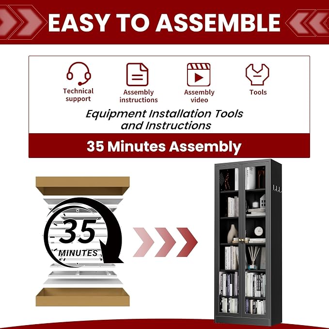 AQY Kitchen Pantry Cabinet,Black 73" Tall Pantry Storage Cabinet with Doors and Adjustable Shelves, Metal Food Pantry Cabinets with Handle, Freestanding Cupboard for Living Room-Assemble Required