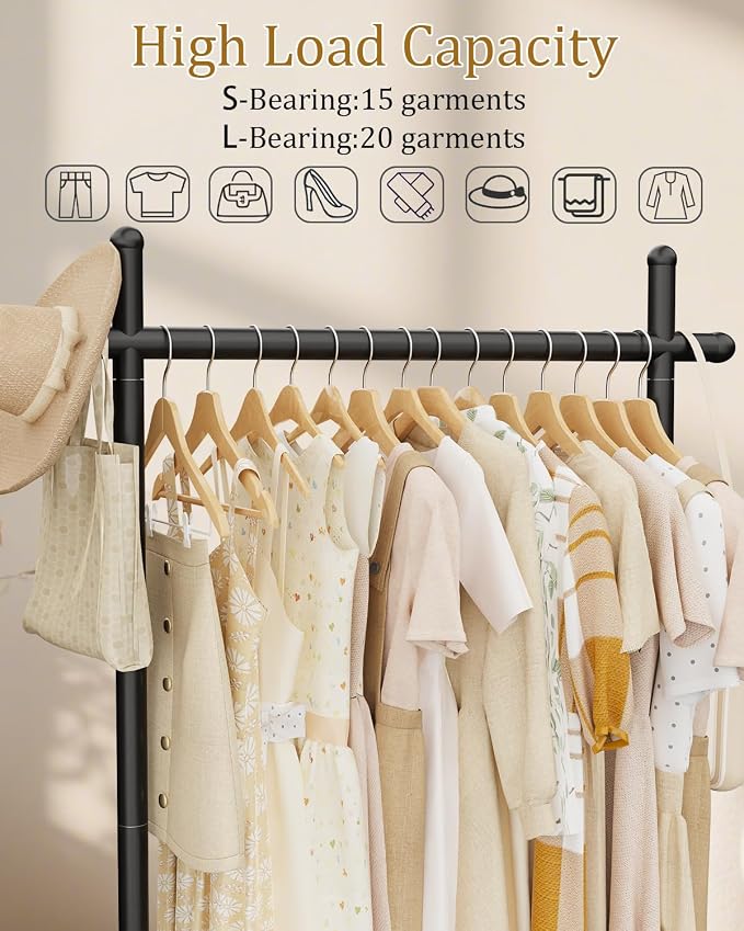 Coat Racks Freestanding with Natural Rock Base,68.9in,Black,Large | Garment Racks with Anti Slip Knots for Outerwear,Clothes Stands with Strong Load-Bearing,Metal Clothing Trees for Hats
