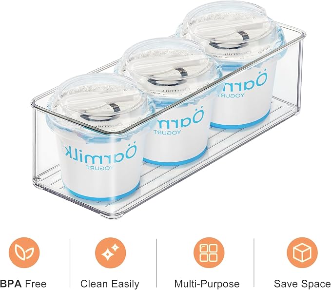 Heyuzb 4 PACK Freezer Organizer Bins Clear Stackable Storage Bins for Fridge Organization and Storage