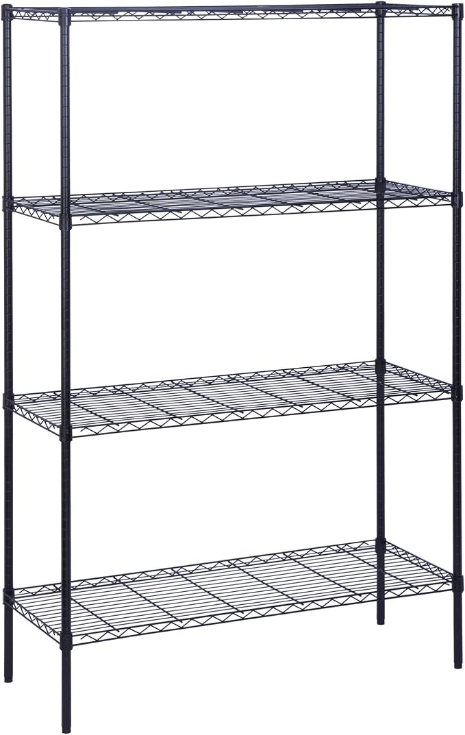 Honey-Can-Do 4-Tier Heavy Duty Extra-Wide Adjustable Shelving Unit, 350-lb Per Shelf Metal Storage Rack, Wire Shelf for Garage Workshop Basement, Black, 48 x 18 x 72 in