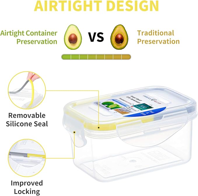 KIGI Small Plastic Food Storage Container, 6 Pack (0.76 Cup) | Ideal for Snack, Lunch & Meal Prep, BPA-Free, Rectangular,Leakproof Mini Bento box with Airtight Lids, 6 oz