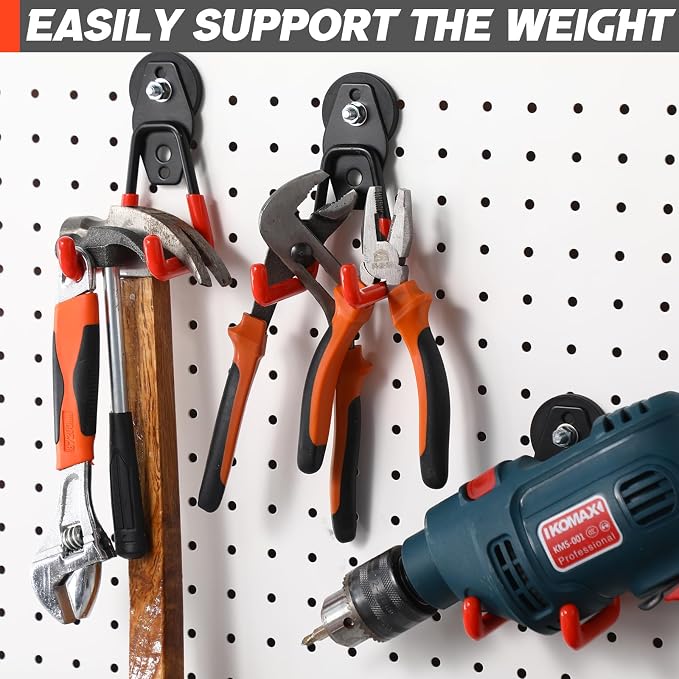 Landhoow 10 Pcs Large Magnetic Hooks Heavy Duty Garage Magnet Hooks Strong Storage Utility Magnetic Hangers with Anti Slip Rubber Coating for Indoor and Outdoor Hanging (Orange)