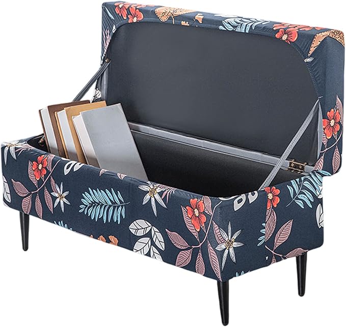 FUANGUI Ottoman Cover Slipcovers Rectangular Folding Stretch | Storage Bench Footrest Sofa Stool Covers Footstool Protector with Elastic Bottom, Removable Washable,Small