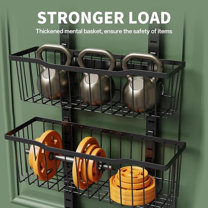 Eastherry Over The Door Organizer，8-Tier Over The Door Pantry Organizer with Adjustable Baskets，Metal Hanging Pantry Organizers and Storage for Kitchen, Back of Door Seasoning Rack (Black)