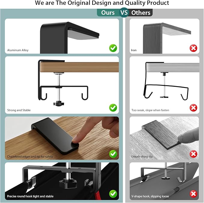 Univivi No Drill Under Desk Cable Management Tray, 36 inch Cable Management | Clamp/Screw Mount Desk Cord Organizer, Premium Fabric Cord Management, Large Capacity Desk Cable Organizer for Office, Home