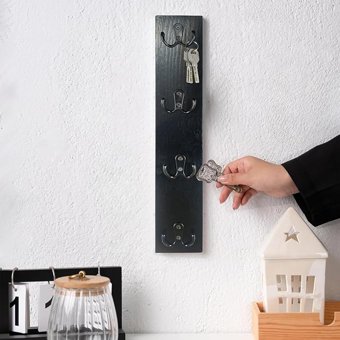 Yohsnor Vertical Key Holder for Wall,Space-Saving Hook Rack for Key,Wallet | Durable Wooden Wall Mount Key Rack,Stylish Home Decor for Entryway,Ideal for Small Spaces & Versatile Storage Solutions