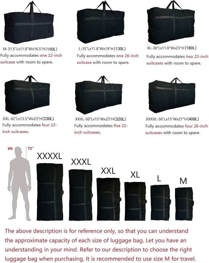 Extra Large Storage Bags, Jumbo Moving Storage Bags Heavy Duty, Foldable Big Black XL Duffle Bag for Travel