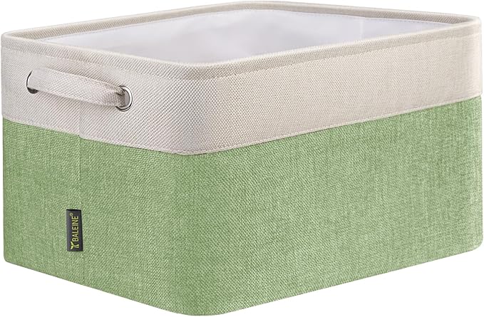 BALEINE 1 Pack Fabric Closet Storage Bins for Shelves, Linen Closet Organizers and Storage, Decorative Baskets for Organizing, Shelf, Clothes, Home, Office (Green, 12"x8"x8")