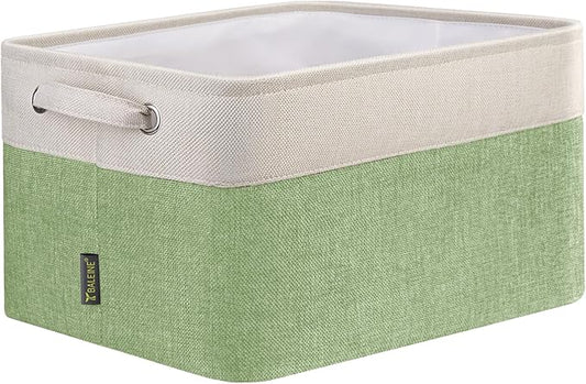 BALEINE 1 Pack Fabric Closet Storage Bins for Shelves, Linen Closet Organizers and Storage, Decorative Baskets for Organizing, Shelf, Clothes, Home, Office (Green, 12"x8"x8")