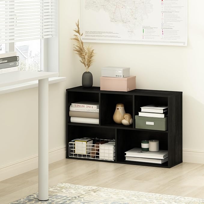 Furinno Luder 5-Cube No Tool Assembly Open Shelf, Blackwood