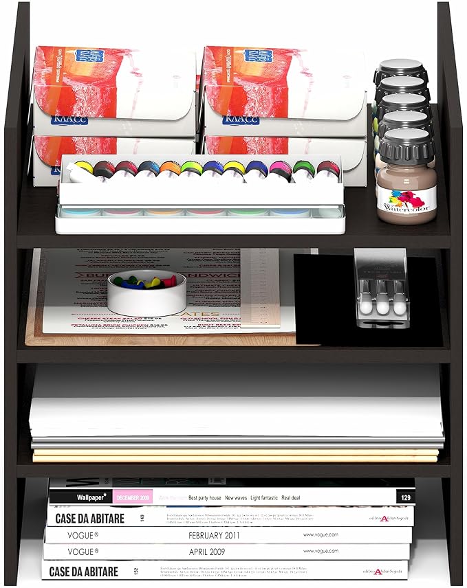 Furinno Cubicle 3-Shelf Cube Insert, 3-Tier Cube Organizer, Dark Oak | 12.9W x 12.9H, Shelf Accessory, Fits into Furinno Triple Thick Cubes, IKEA Kallax, for Organizers and Storage,