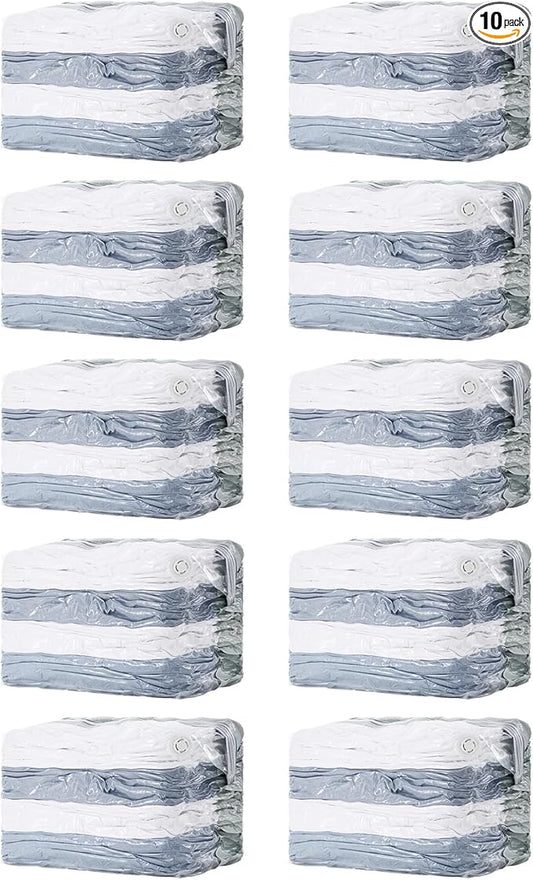 TAILI 10 Pack Vacuum Storage Bags, Jumbo Cube 31x40x15 Inch, Cream | Extra Large Vacuum Seal Bags for Comforters, Blankets, Bedding, Clothing, No Pump Compression Cube, Space Saver Storage