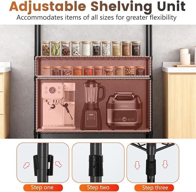 FDW | 6-Tier Wire Storage Shelves with PP Shim | 45"x18"x82" Wheels | Black | Adjustable Racks | Heavy-Duty Metal Shelf, Holds Upto 2100 lbs | Tool-Free Assembly, Rust-Resistant | for Home & Garage