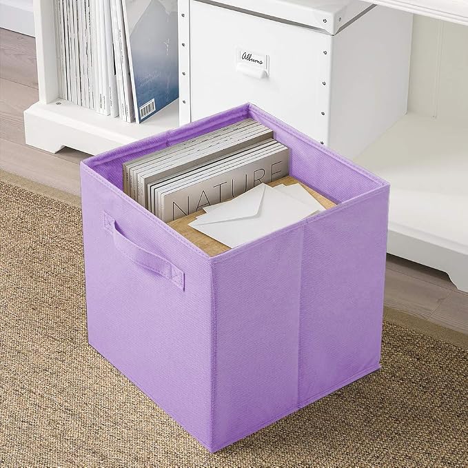 ShellKingdom Storage Bins, Foldable Fabric Storage Cubes And Cloth Storage | Storage Organizer For Closet And Toys, 10.5x10.5x11 INCH, 2 Pack (Lavender)